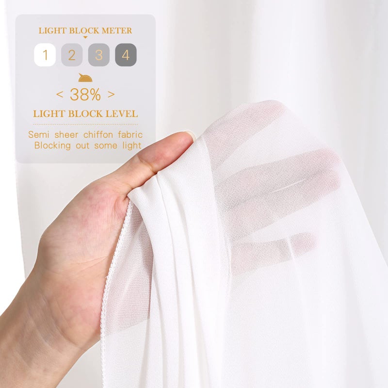 QueenDream White Backdrop Curtains 10ft x 10ft Chiffon Photo Drapes for Wedding Birthday Parties Baby Decorations 2 Panels 5ft x 10ft - Image 4
